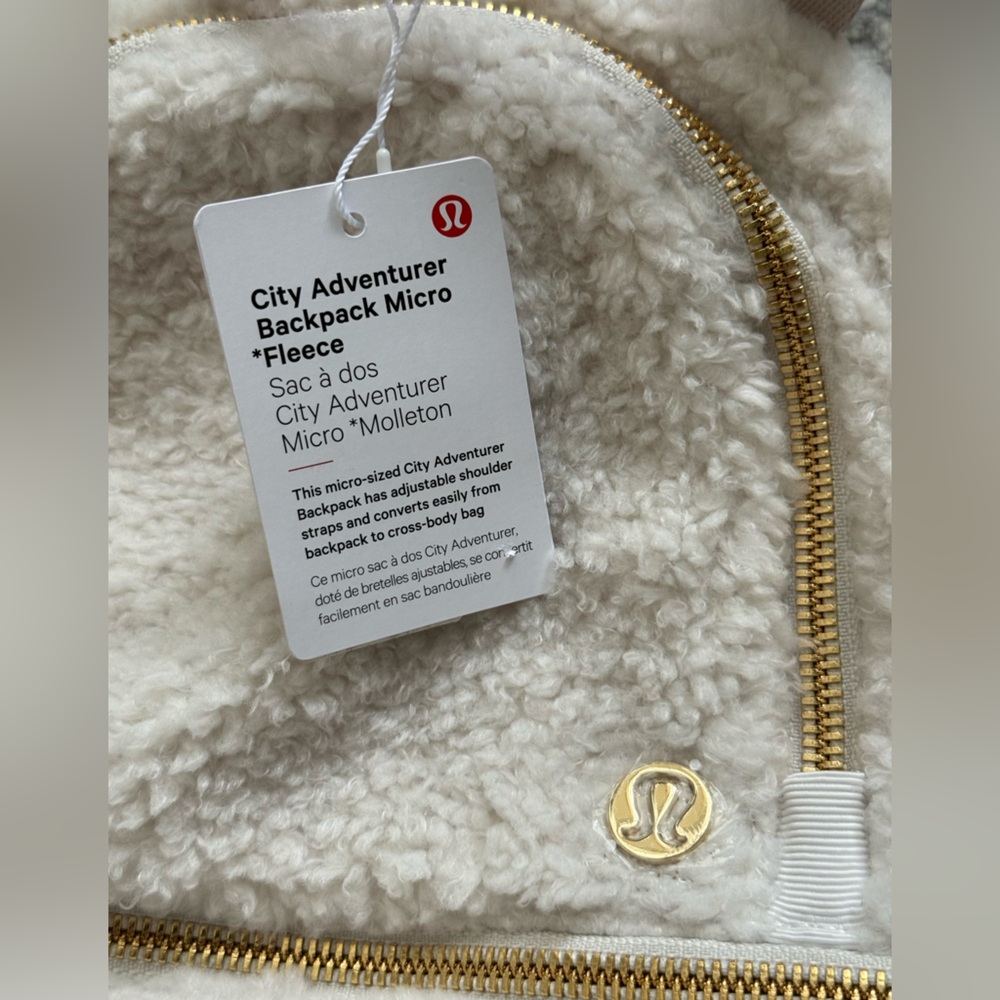 Lululemon City Adventurer Backpack Micro 3L *Fleece White Opal / Gold (NWT) - Picture 8 of 9